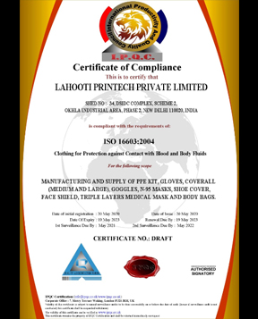 Certificate of Compliance ISO 16603 2004
